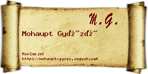 Mohaupt Győző névjegykártya